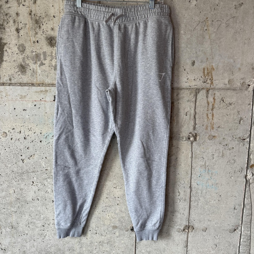 Gymshark Sweatpants Mens M Gray Fleece Slim Tapered Joggers Elastic Waist Fit